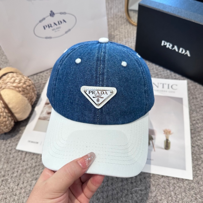 PRADA TWO-TONE DENIM BASEBALL CAP – FULL SET – 1:1 HIGH END