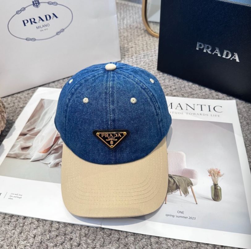 PRADA TWO-TONE DENIM BASEBALL CAP – FULL SET – 1:1 HIGH END