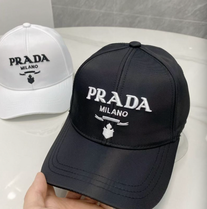 PRADA RE-NYLON LOGO BASEBALL CAP – BLACK / WHITE – FULL SET – 1:1 HIGH END