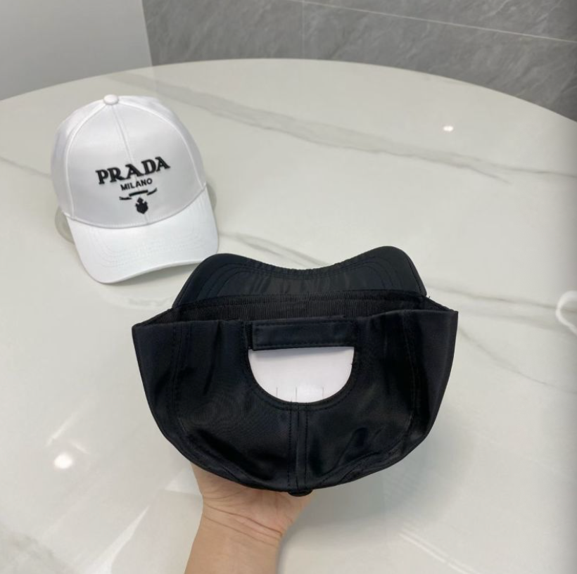 PRADA RE-NYLON LOGO BASEBALL CAP – BLACK / WHITE – FULL SET – 1:1 HIGH END