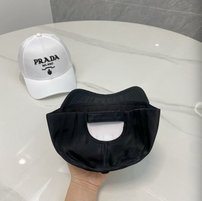 PRADA RE-NYLON LOGO BASEBALL CAP – BLACK / WHITE – FULL SET – 1:1 HIGH END