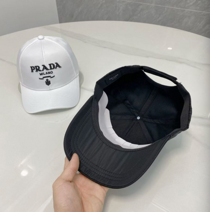 PRADA RE-NYLON LOGO BASEBALL CAP – BLACK / WHITE – FULL SET – 1:1 HIGH END