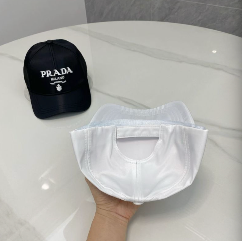 PRADA RE-NYLON LOGO BASEBALL CAP – BLACK / WHITE – FULL SET – 1:1 HIGH END