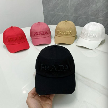 PRADA EMBROIDERED LOGO DRILL BASEBALL CAP – BLACK / RED / PINK / BEIGE / WHITE – 1:1 HIGH END