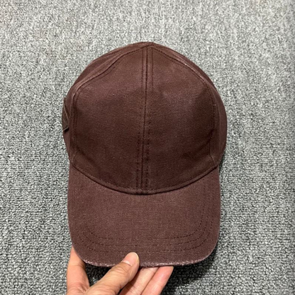 PRADA WASHED DENIM EMBROIDERED LOGO HEADWEAR – BASEBALL CAP & BUCKET HAT – COCOA BROWN / WASHED BLACK – 1:1 HIGH END