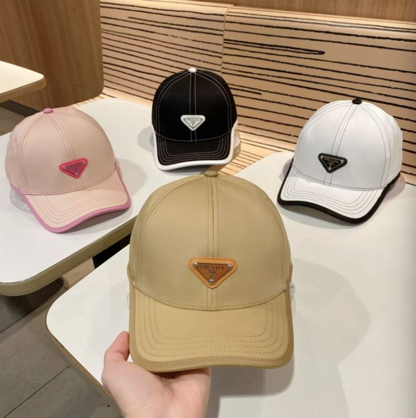 PRADA CONTRASTING STITCH BASEBALL CAP – PINK / BLACK / BEIGE / WHIT – 1:1 HIGH END