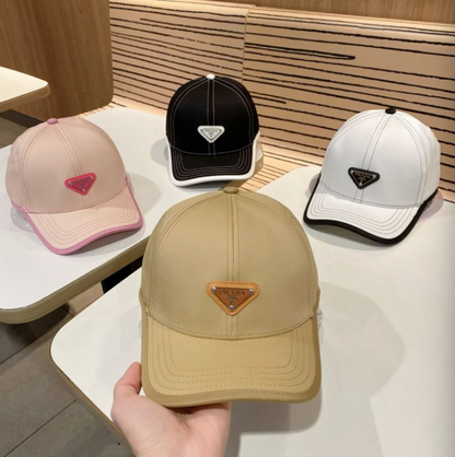 PRADA CONTRASTING STITCH BASEBALL CAP – PINK / BLACK / BEIGE / WHIT – 1:1 HIGH END