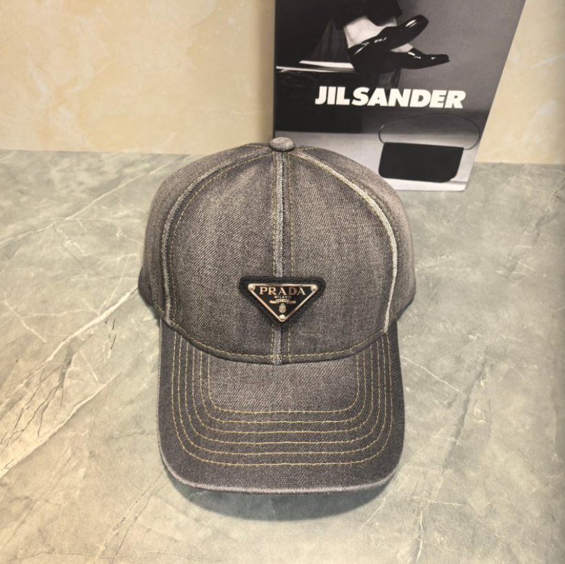 PRADA ORGANIC DENIM BASEBALL CAP – LIGHT GREENISH BLUE / DARK GREY BLACK / INDIGO / GREY / LIGHT WASHED BLUE – 1:1 HIGH END