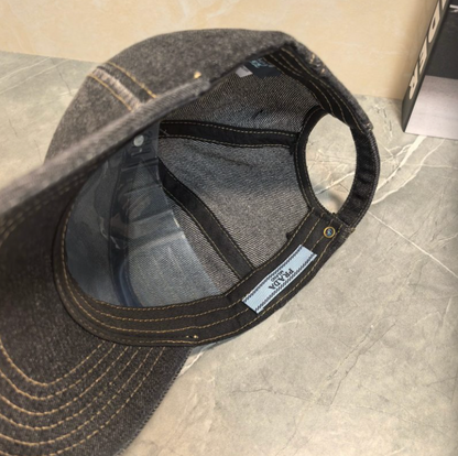 PRADA ORGANIC DENIM BASEBALL CAP – LIGHT GREENISH BLUE / DARK GREY BLACK / INDIGO / GREY / LIGHT WASHED BLUE – 1:1 HIGH END