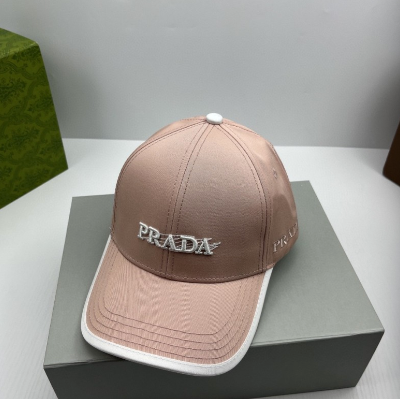 PRADA EMBROIDERED LOGO BASEBALL CAP – CREAM / PINK / WHITE / BEIGE / BLACK  – 1:1 HIGH END