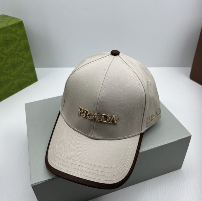 PRADA EMBROIDERED LOGO BASEBALL CAP – CREAM / PINK / WHITE / BEIGE / BLACK  – 1:1 HIGH END