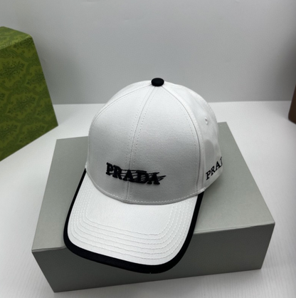 PRADA EMBROIDERED LOGO BASEBALL CAP – CREAM / PINK / WHITE / BEIGE / BLACK  – 1:1 HIGH END