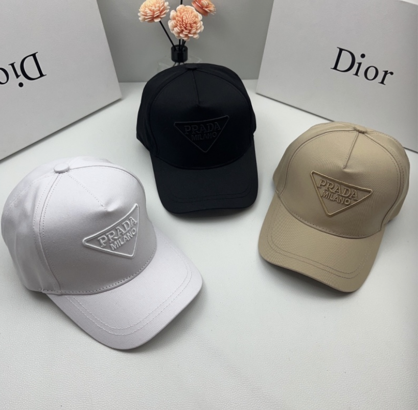 PRADA EMBROIDERED TRIANGLE LOGO RE-NYLON BASEBALL CAP – 1:1 HIGH END