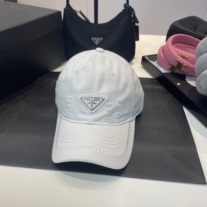 PRADA DISTRESSED DENIM BASEBALL CAP – 1:1 HIGH END