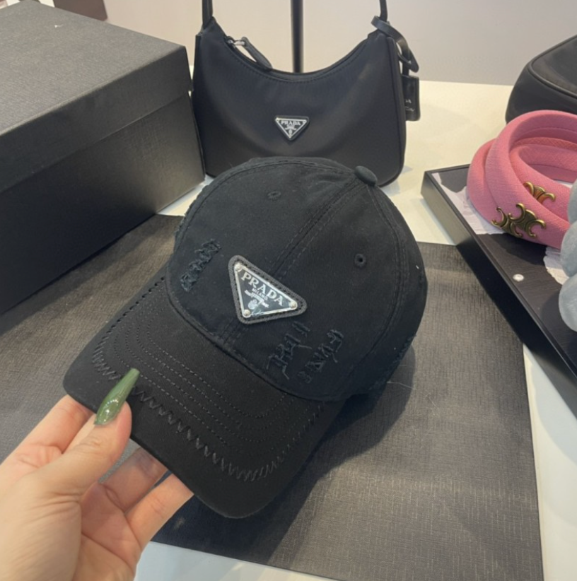 PRADA DISTRESSED DENIM BASEBALL CAP – 1:1 HIGH END