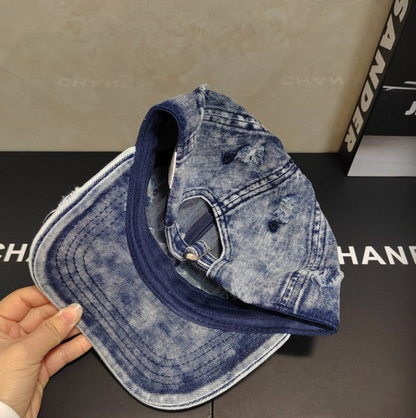 PRADA RIPPED DISTRESSED DENIM BASEBALL CAP – 1:1 HIGH END