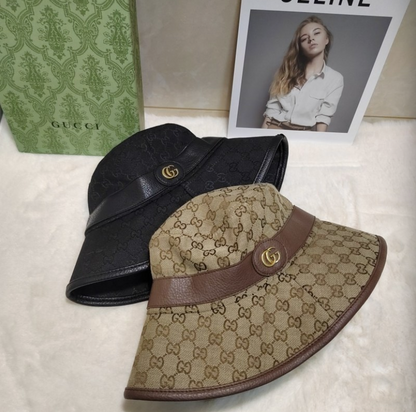 GUCCI GG CANVAS DOUBLE G BUCKET HAT – BEIGE / EBONY / BLACK – 1:1 HIGH END