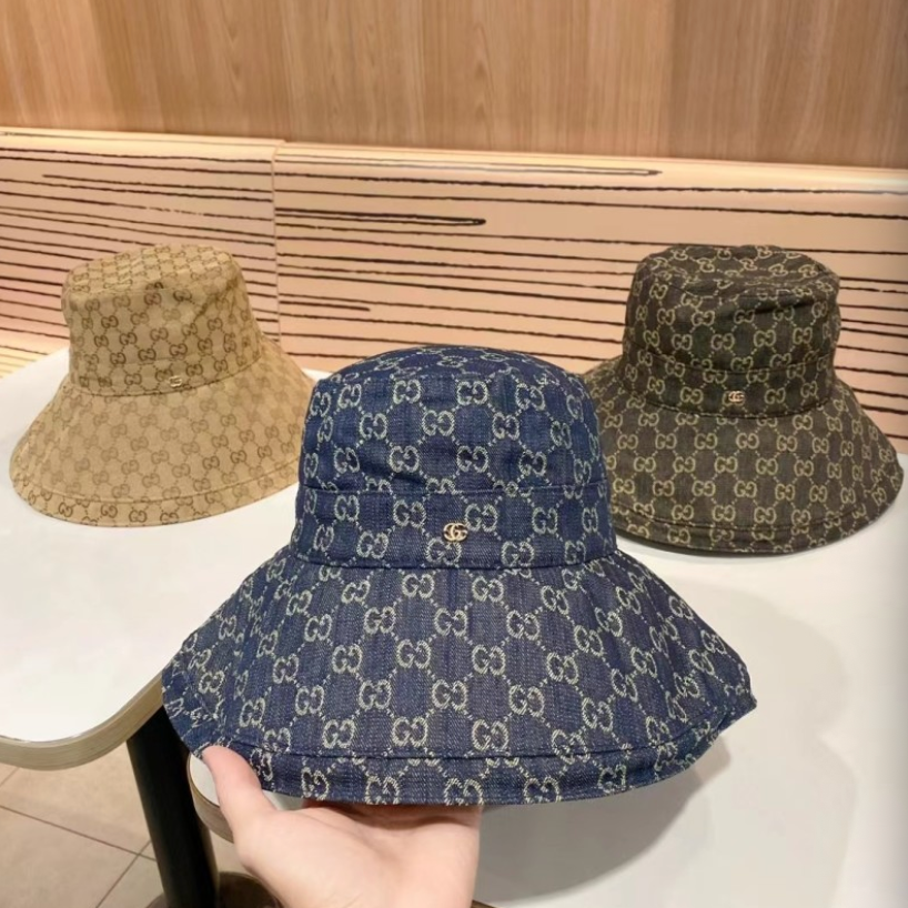 GUCCI GG WIDE-BRIM BUCKET HAT – BLACK / DARK GREY / BEIGE / EBONY / BLUE DENIM – 1:1 HIGH END