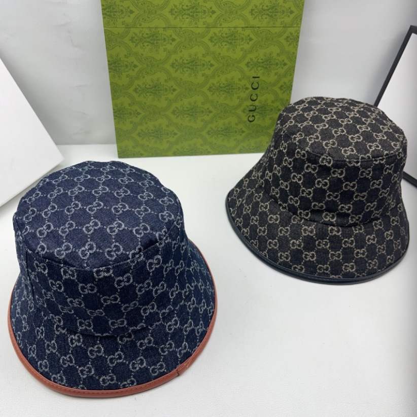 GUCCI ECO WASHED ORGANIC GG DENIM BUCKET HAT – BLUE / IVORY & BLACK / IVORY – 1:1 HIGH END