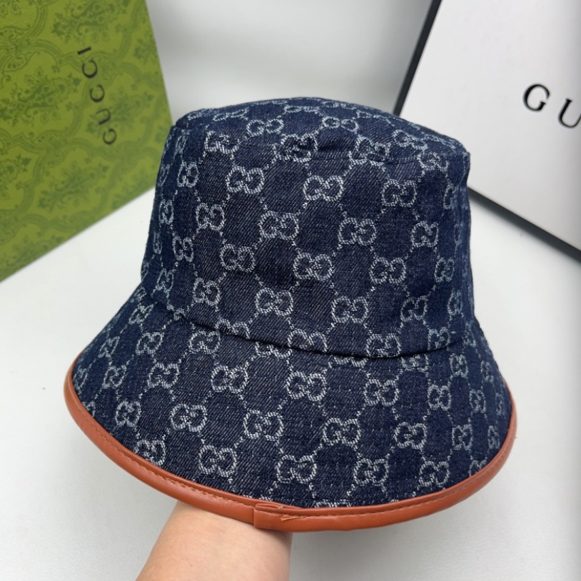 GUCCI ECO WASHED ORGANIC GG DENIM BUCKET HAT – BLUE / IVORY & BLACK / IVORY – 1:1 HIGH END