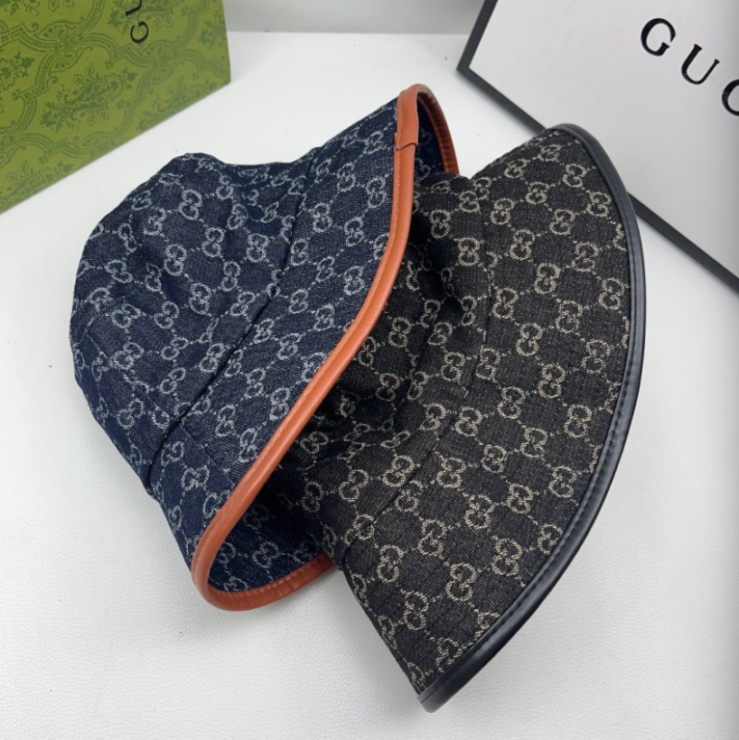 GUCCI ECO WASHED ORGANIC GG DENIM BUCKET HAT – BLUE / IVORY & BLACK / IVORY – 1:1 HIGH END