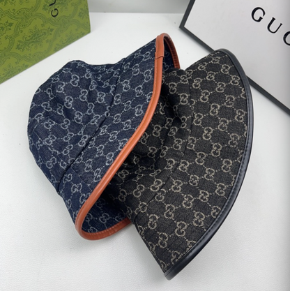 GUCCI ECO WASHED ORGANIC GG DENIM BUCKET HAT – BLUE / IVORY & BLACK / IVORY – 1:1 HIGH END