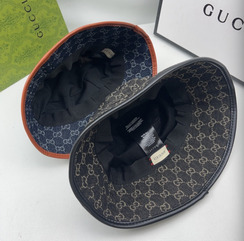 GUCCI ECO WASHED ORGANIC GG DENIM BUCKET HAT – BLUE / IVORY & BLACK / IVORY – 1:1 HIGH END