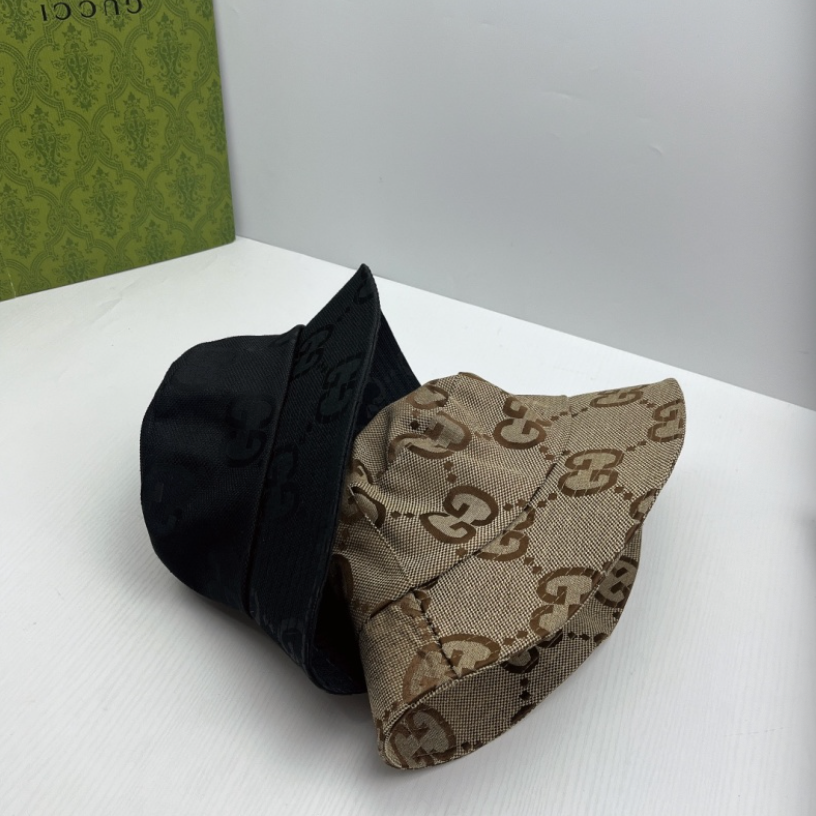 GUCCI JUMBO GG CANVAS BUCKET HAT – CAMEL / EBONY & BLACK – 1:1 HIGH END