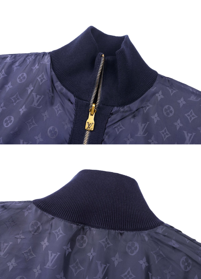 LOUIS VUITTON 26FW DOUBLE-SIDED BLEND LOGO BADGE SWEATSHIRT – NAVY BLUE – HIGH END