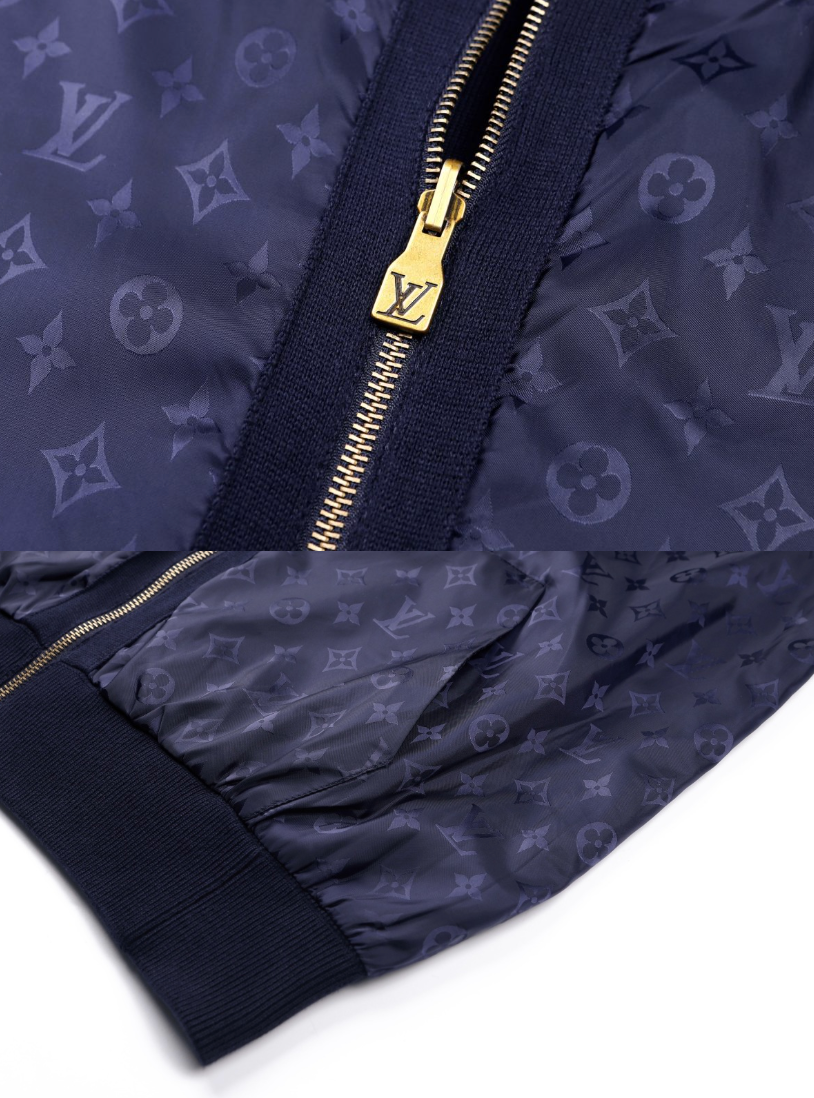 LOUIS VUITTON 26FW DOUBLE-SIDED BLEND LOGO BADGE SWEATSHIRT – NAVY BLUE – HIGH END