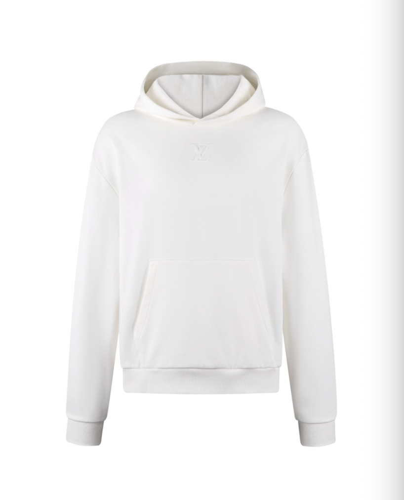 LOUIS VUITTON 26FW DEBOSSED LOGO COTTON HOODIE – BLACK / WHITE– HIGH END