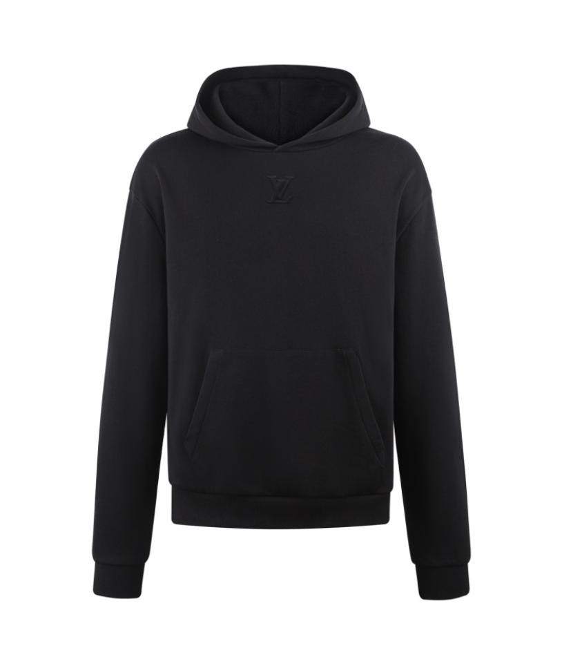 LOUIS VUITTON 26FW DEBOSSED LOGO COTTON HOODIE – BLACK / WHITE– HIGH END
