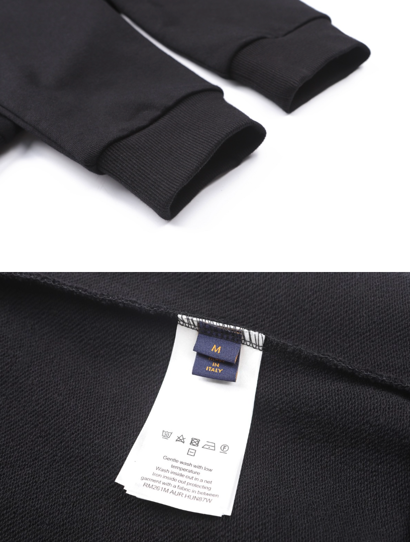 LOUIS VUITTON 26FW DEBOSSED LOGO COTTON HOODIE – BLACK / WHITE– HIGH END