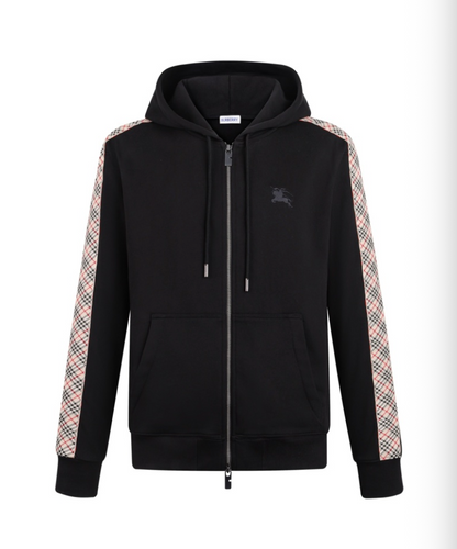 BURBERRY 26FW EMBROIDERED CHECK DETAILING COTTON ZIP-UP HOODI – HIGH END