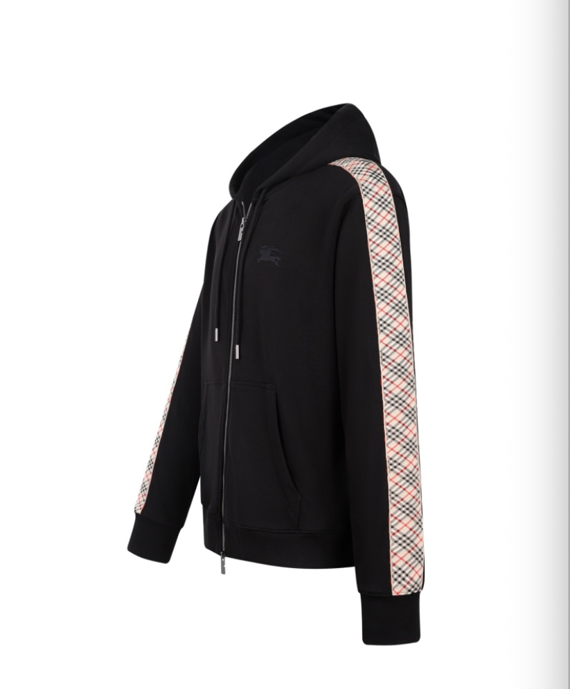 BURBERRY 26FW EMBROIDERED CHECK DETAILING COTTON ZIP-UP HOODI – HIGH END