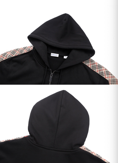 BURBERRY 26FW EMBROIDERED CHECK DETAILING COTTON ZIP-UP HOODI – HIGH END