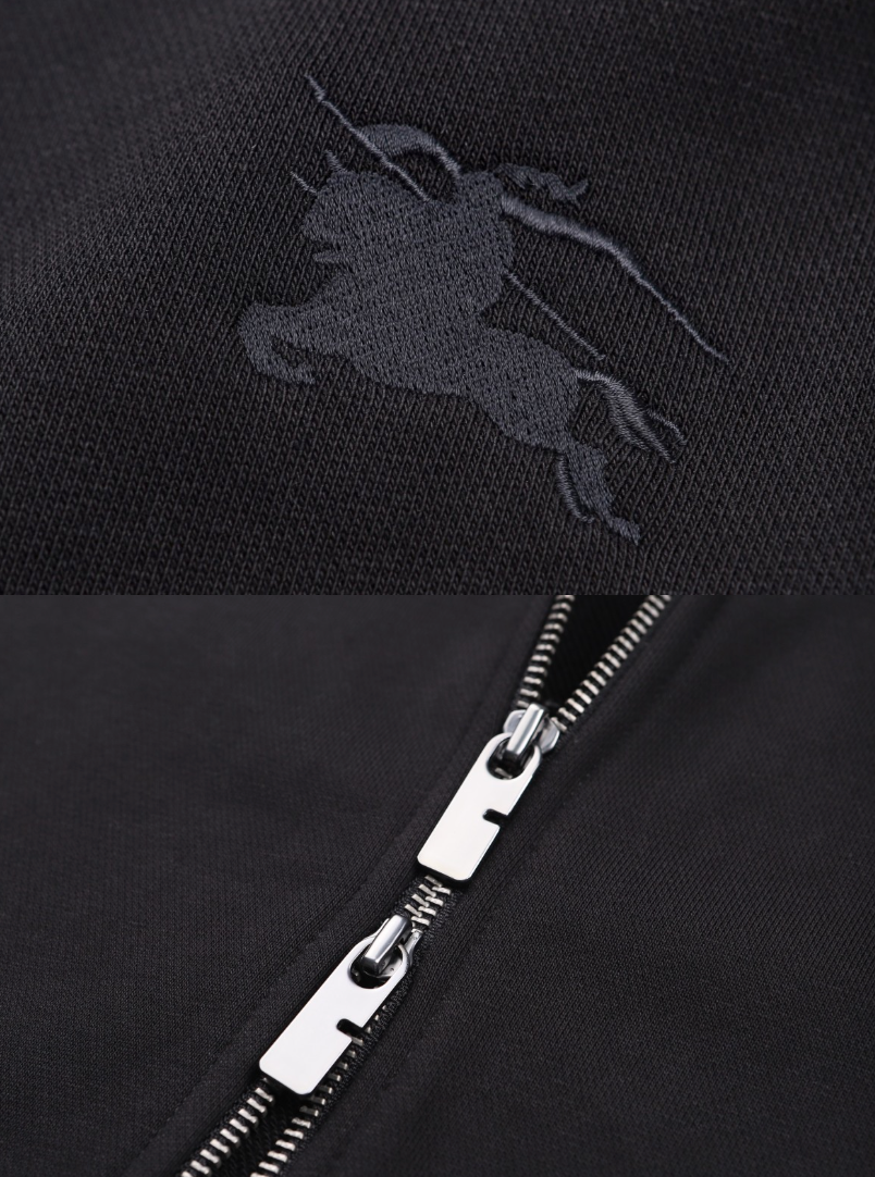 BURBERRY 26FW EMBROIDERED CHECK DETAILING COTTON ZIP-UP HOODI – HIGH END