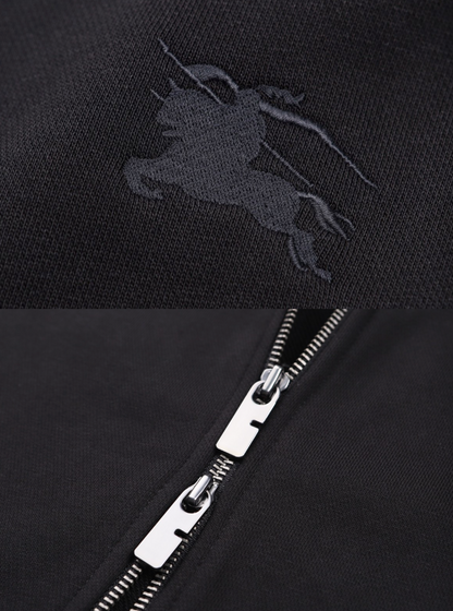 BURBERRY 26FW EMBROIDERED CHECK DETAILING COTTON ZIP-UP HOODI – HIGH END