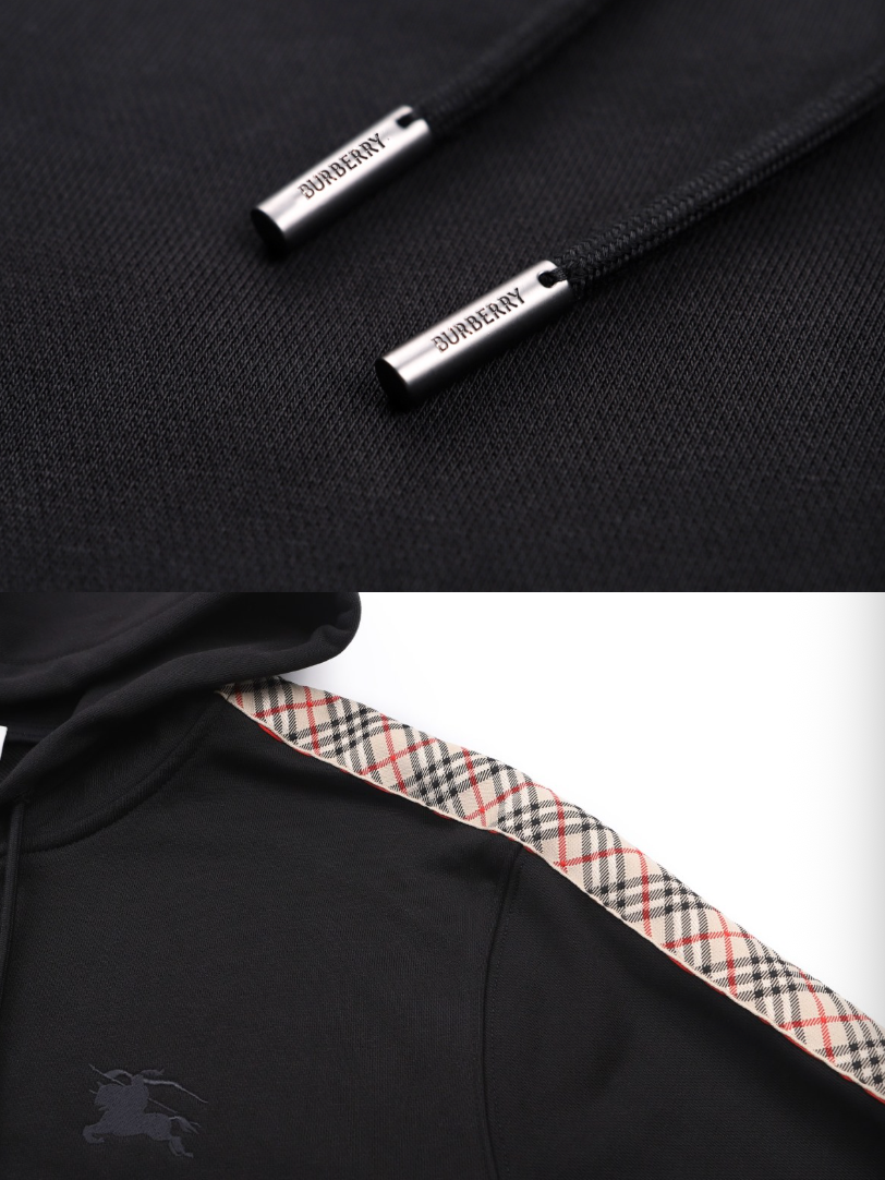 BURBERRY 26FW EMBROIDERED CHECK DETAILING COTTON ZIP-UP HOODI – HIGH END