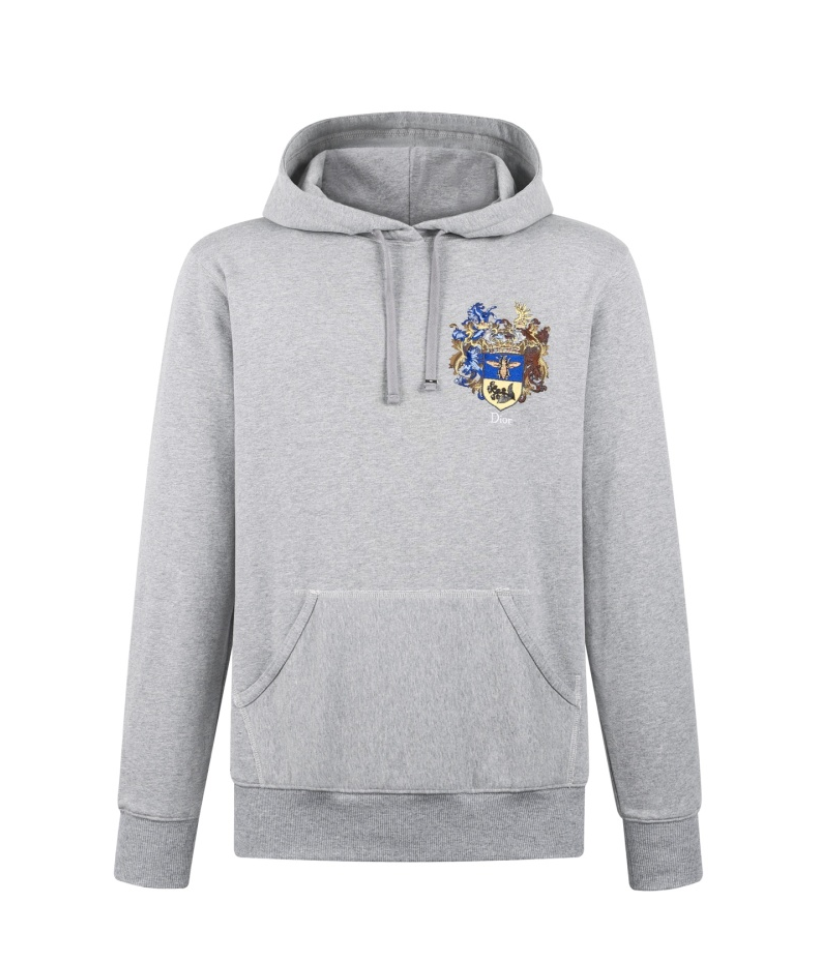 DIOR 26FW EMBROIDERED CREST COTTON HOODED SWEATSHIRT – HIGH END