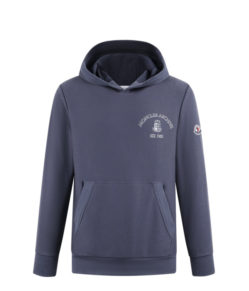MONCLER 26FW ARCHIVE PRINTED & EMBROIDERED LOGO COTTON HOODED SWEATSHIRT – HIGH END