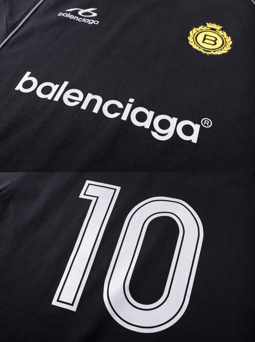 BALENCIAGA 26FW SOCCER EMBROIDERED & PRINTED LOOSE T-SHIRT – HIGH END