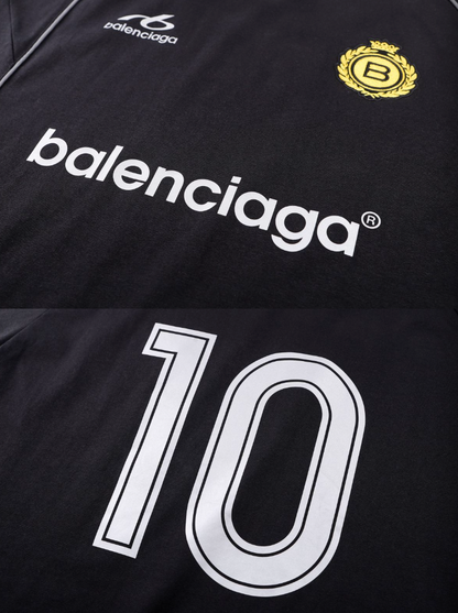 BALENCIAGA 26FW SOCCER EMBROIDERED & PRINTED LOOSE T-SHIRT – HIGH END