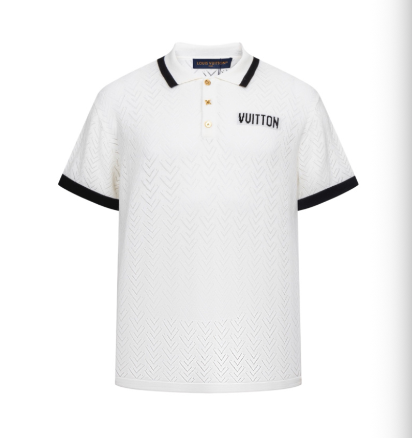 LOUIS VUITTON 26FW LETTER INTARSIA CONTRAST MESH KNIT POLO SHIRT – HIGH END