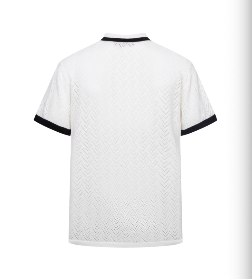 LOUIS VUITTON 26FW LETTER INTARSIA CONTRAST MESH KNIT POLO SHIRT – HIGH END