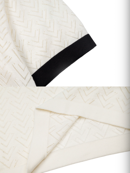 LOUIS VUITTON 26FW LETTER INTARSIA CONTRAST MESH KNIT POLO SHIRT – HIGH END
