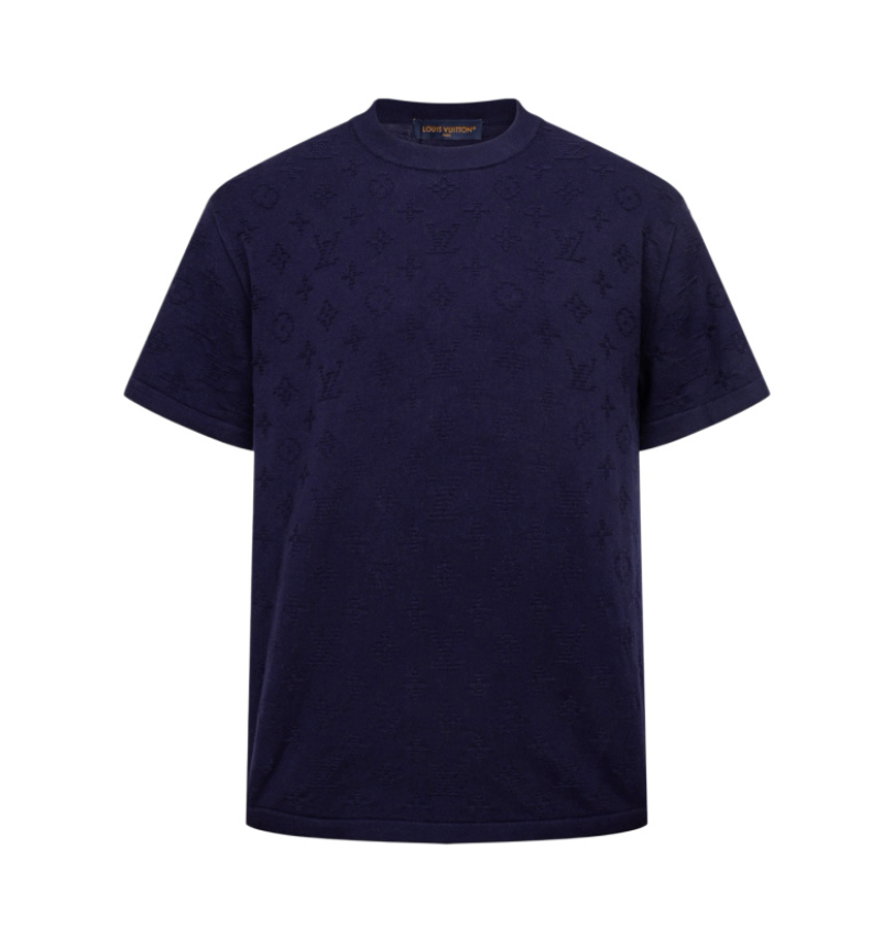 LOUIS VUITTON 26FW ALL-OVER EMBOSSED MONOGRAM KNIT SHORT-SLEEVE – PURPLE – HIGH END