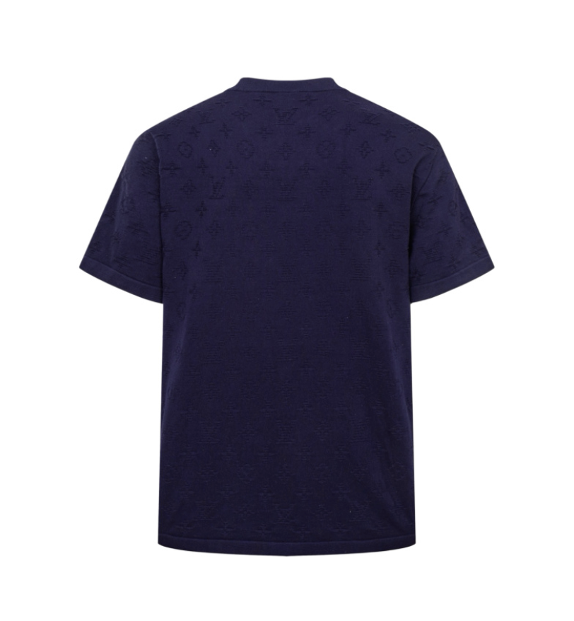 LOUIS VUITTON 26FW ALL-OVER EMBOSSED MONOGRAM KNIT SHORT-SLEEVE – PURPLE – HIGH END