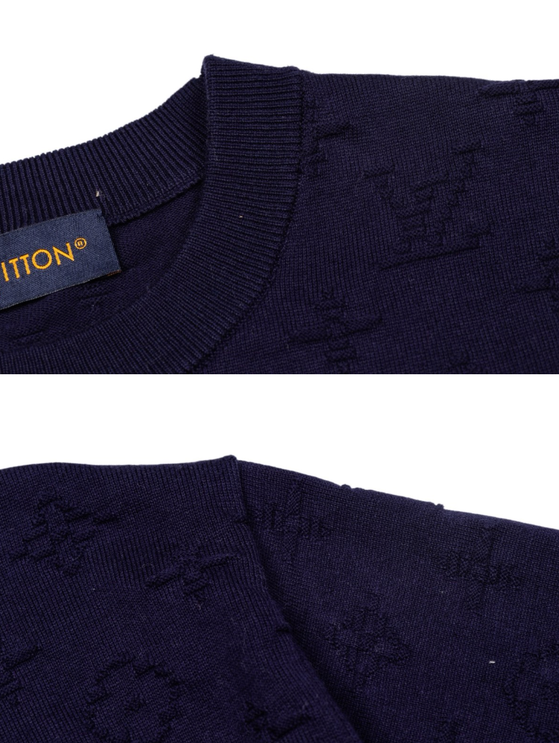 LOUIS VUITTON 26FW ALL-OVER EMBOSSED MONOGRAM KNIT SHORT-SLEEVE – PURPLE – HIGH END