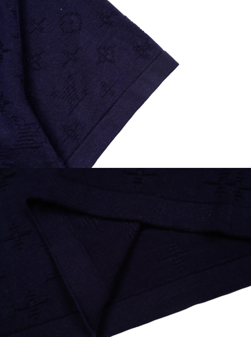 LOUIS VUITTON 26FW ALL-OVER EMBOSSED MONOGRAM KNIT SHORT-SLEEVE – PURPLE – HIGH END